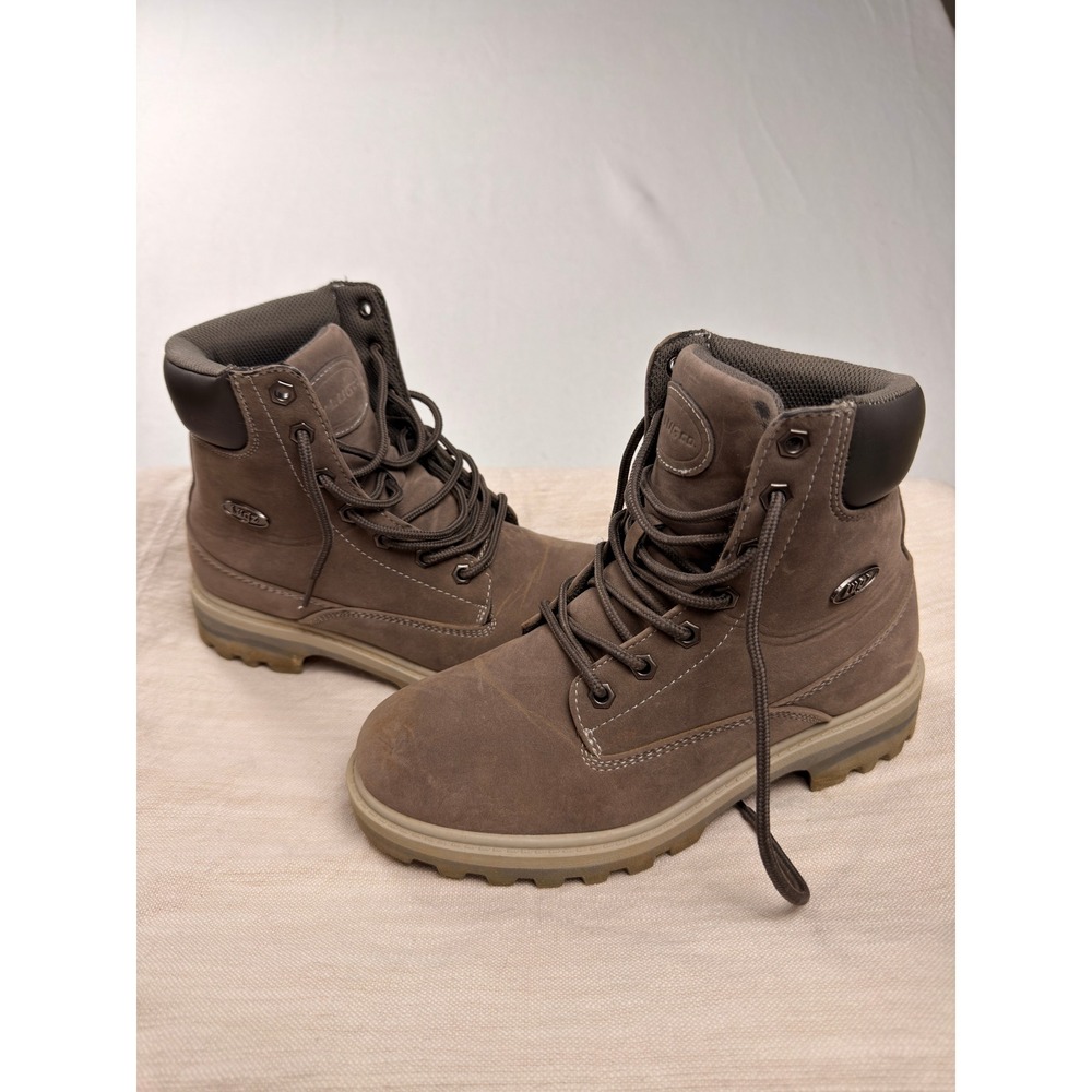 Lugz Empire Hi Women 8 Taupe Brown Faux Suede Memory Foam Work Boots WEMPHK-025